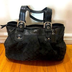 Coach Signature Soho black canvas handbag